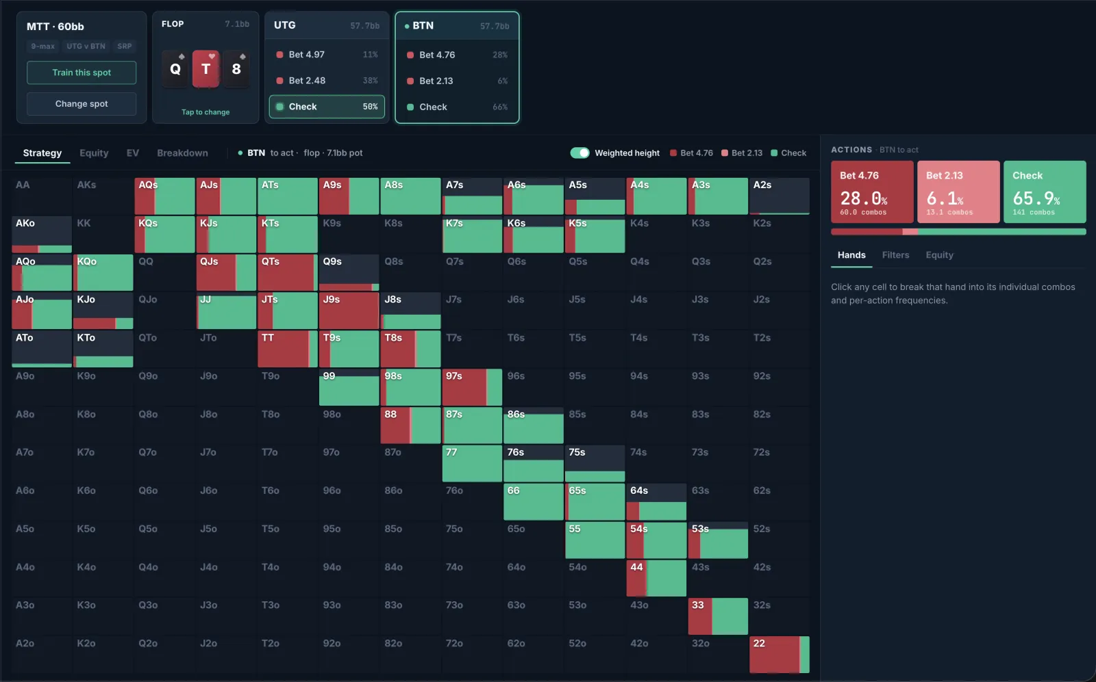 BeyondGTO solver library — postflop range explorer