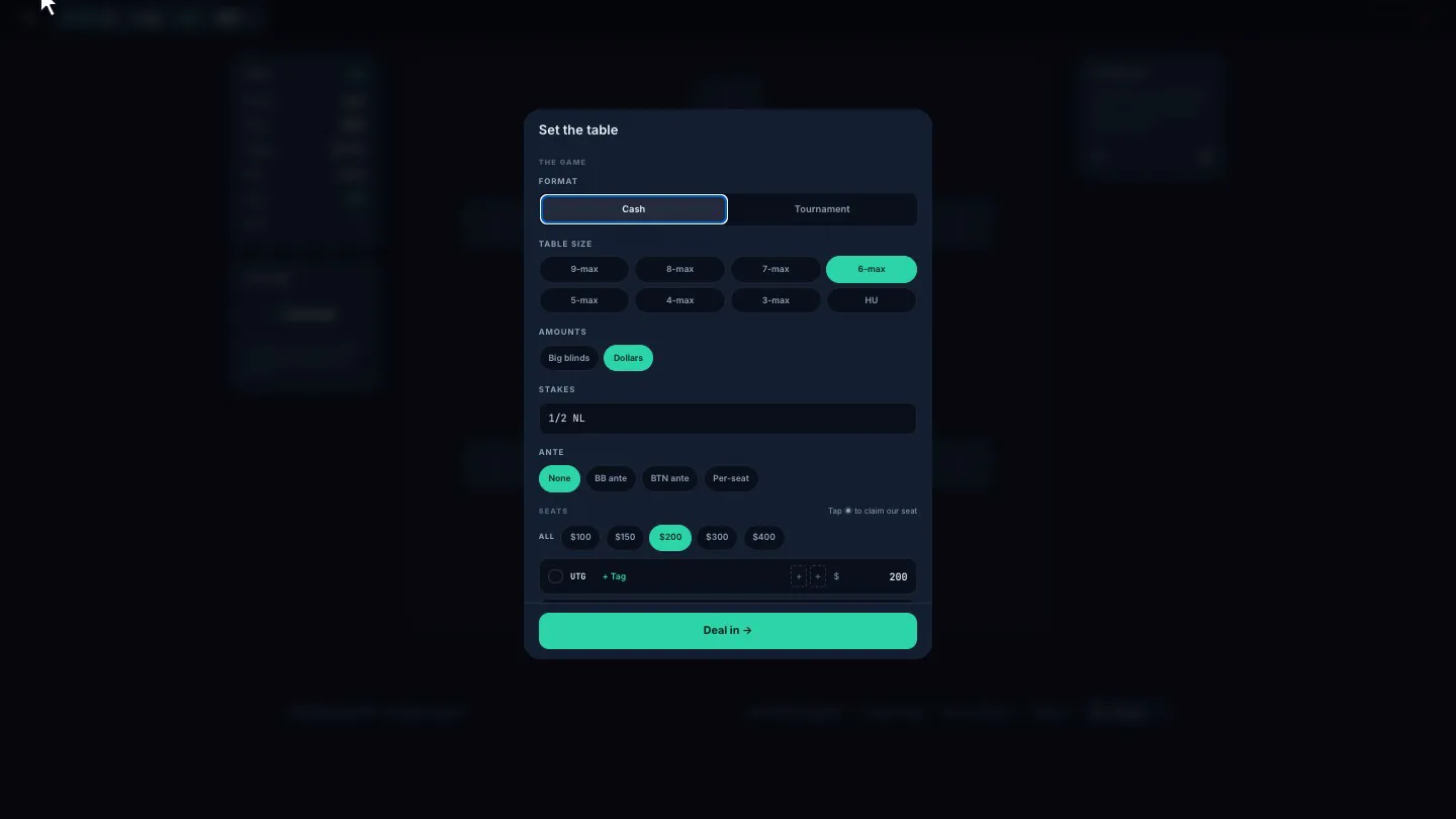 BeyondGTO My Hands — record a hand in a few taps at the table, then replay it with the action log